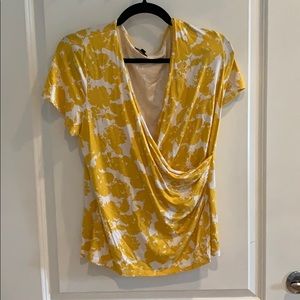 Yellow patterned cotton wrap top